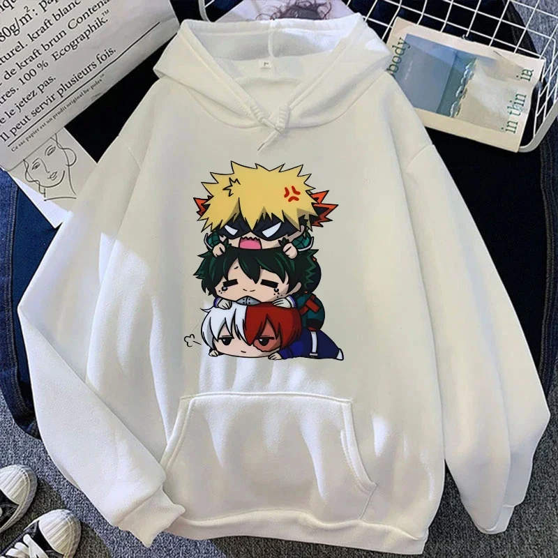 Sudaderas con capucha de dibujos animados de My Hero Academia Anime Deku Bakugou Katsuki Todoroki Shoto Sudadera con capucha estampada Otoño Invierno Jersey con capucha