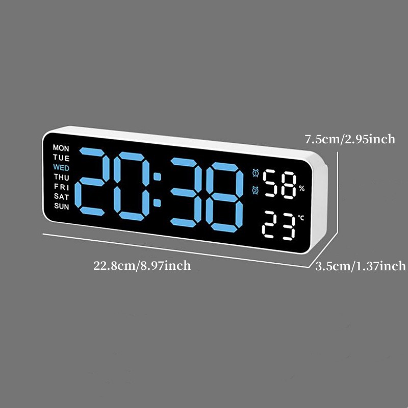 9 インチ大型デジタル壁時計 USB 電源 TEMP 湿度週自動調光 DST 置時計 12/24H 電子 LED 目覚まし時計