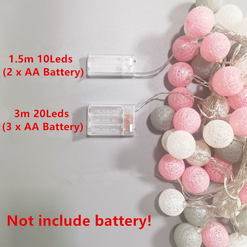 20LED 10LED สําลี String ไฟ Garland Street ไฟตกแต่งคริสต์มาสสําหรับงานแต่งงานกลางแจ้งสวน Patio ไฟ