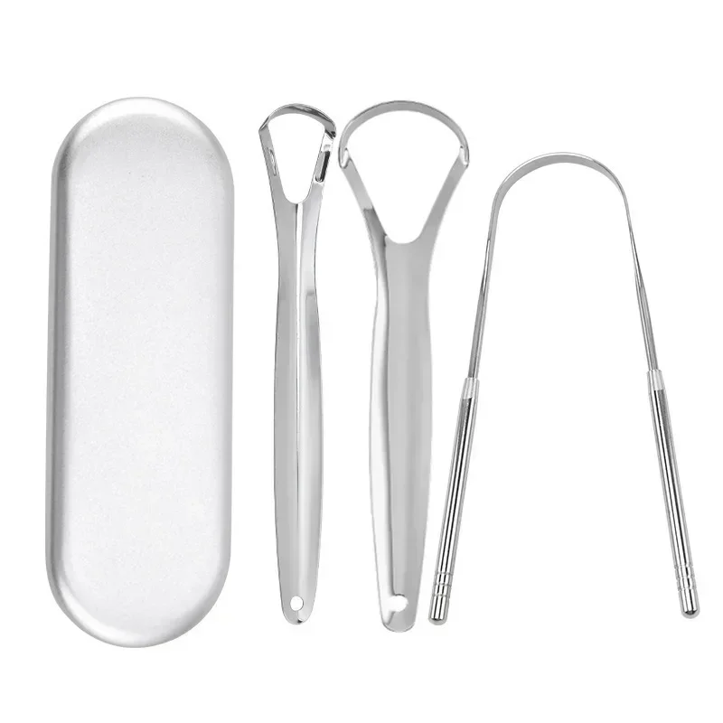 Limpiador raspador de lengua de Metal Premium, 1 Uds./3 uds., para adultos y niños, raspadores de lengua portátiles de acero inoxidable, cepillos para quitar