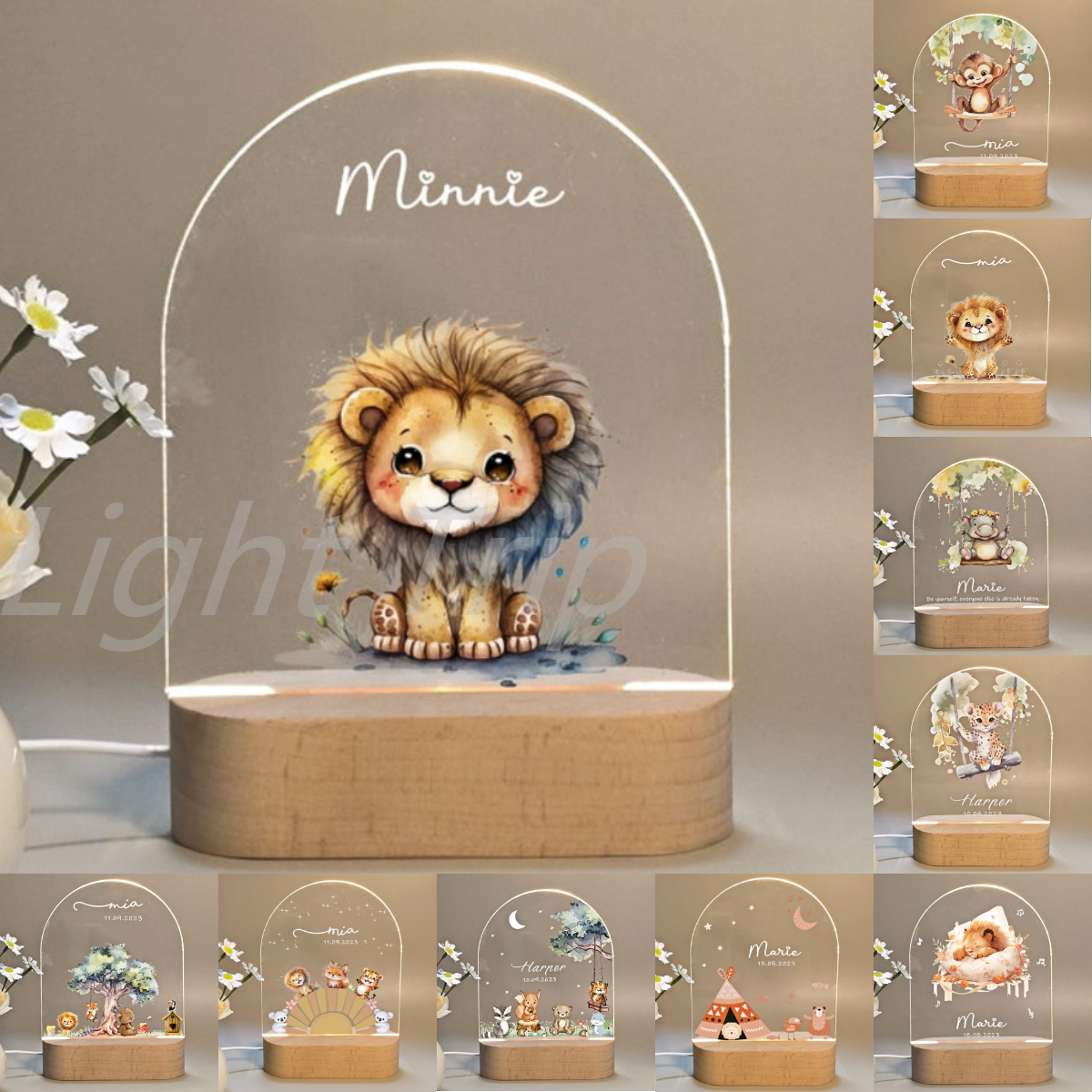 Personalized Children Animal Lamp Custom First Name 3D Night Light For Baby Kids Bedroom Home Decoration Birthday Christmas Gift
