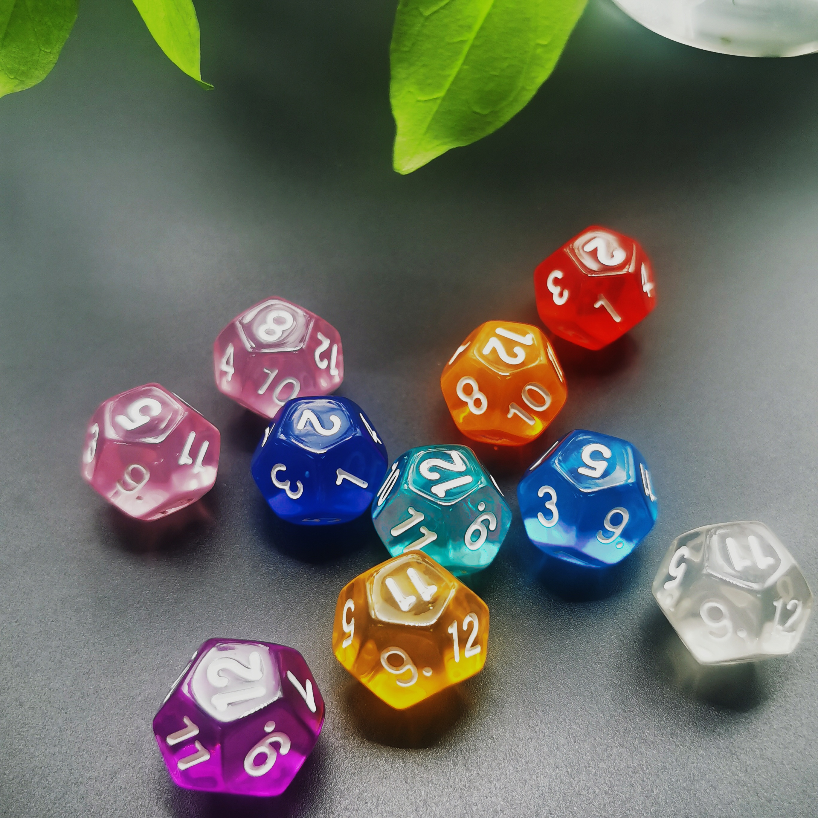 D12 12 граней DND Dice Прозрачные акриловые 12-боковые кубики Набор многогранных TRPG, Mtg, Rpg, игральные кости для игр DND или COC, 10 шт. в наборе