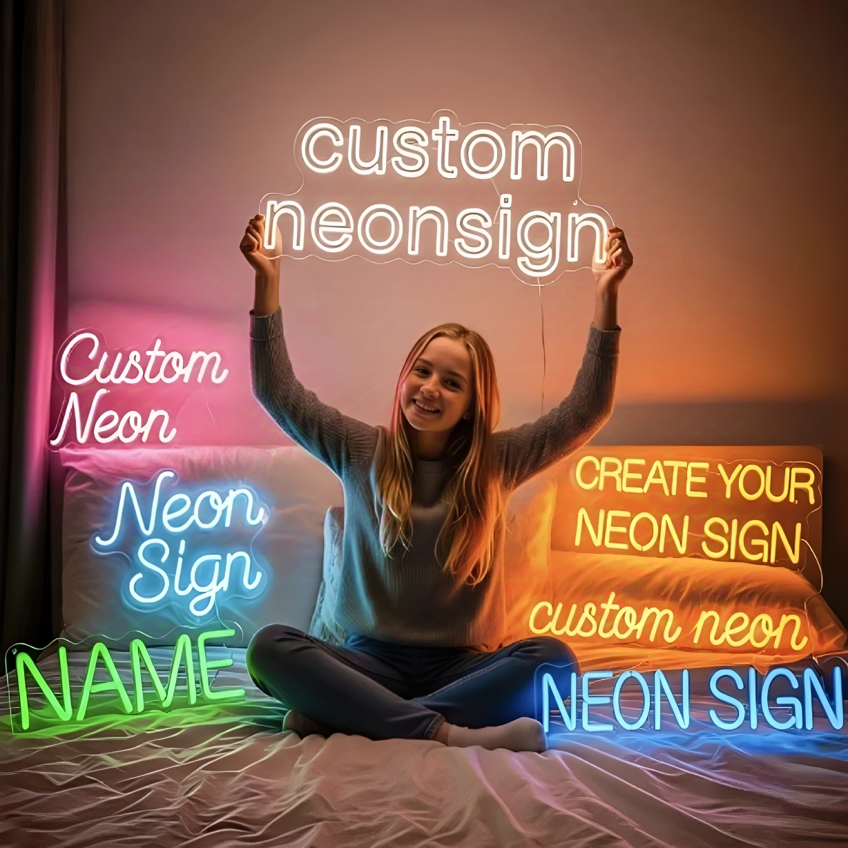 Неоновая вывеска на заказ, персонализированные буквы имени, светодиодные неоновые вывески, подарки для детей, ночник, декор, светодиодная неоновая лампа, украшение для спальни, стена