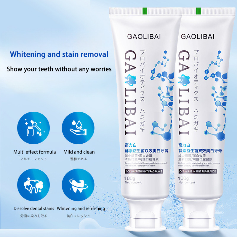 Enzyme Probiotic Whiten Toothpaste Remove Stains Freshen Breath Reduce Oral Bacteria Prevent Periodontitis Fluoride Toothpaste
