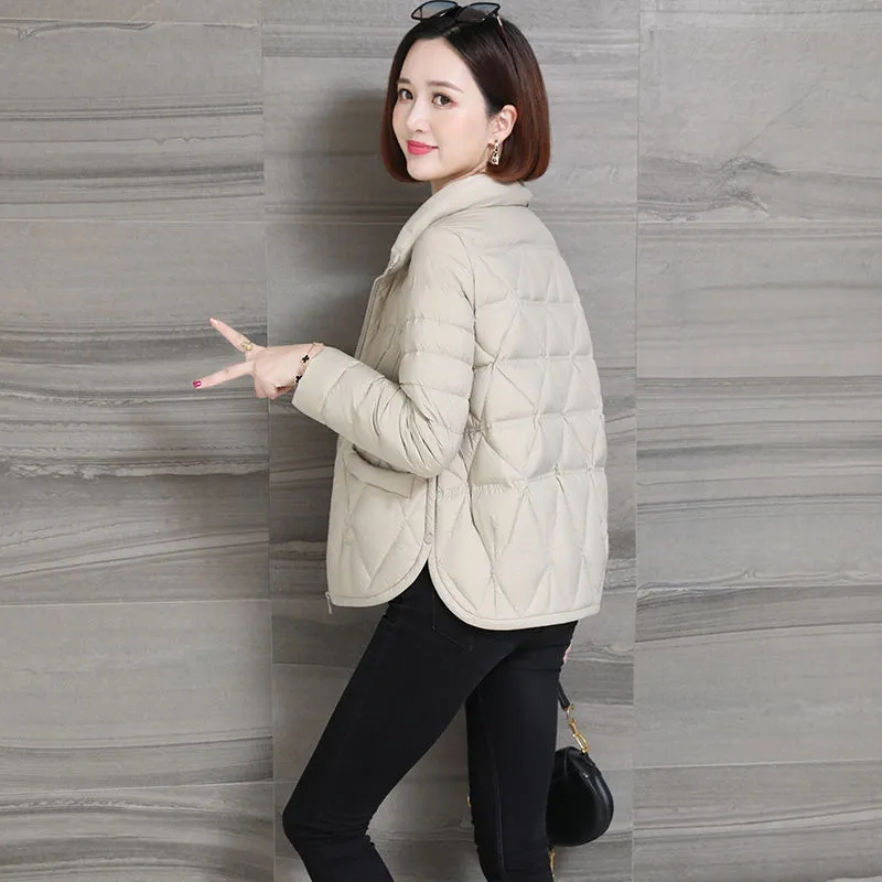 Veste en duvet de coton pour femme, manteau rembourré léger et Slim, grande taille, parka courte, nouvelle mode coréenne, printemps automne 2024