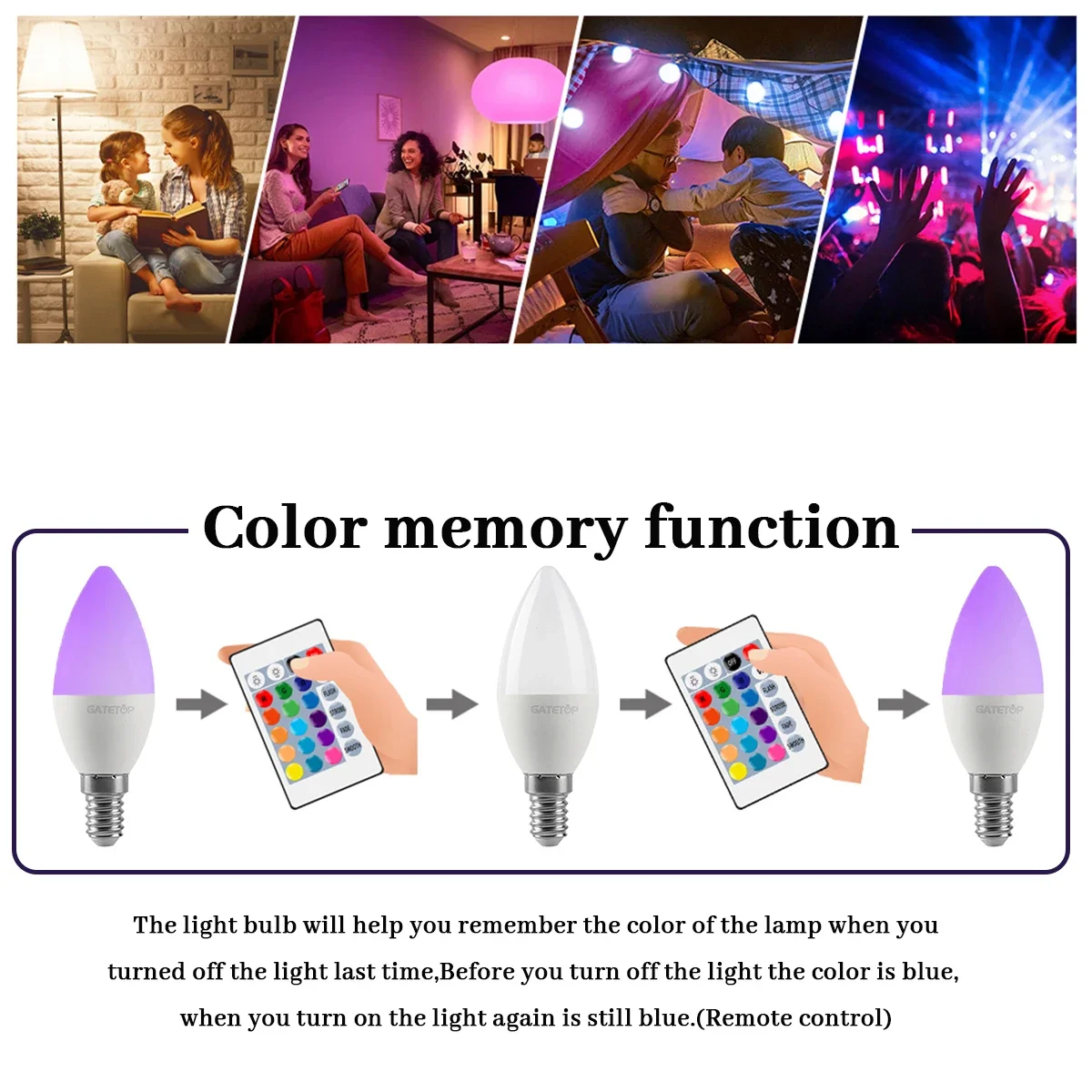 1-10 個 E14 キャンドル LED 電球 RGB 24 キーリモコン調光可能 6 ワット AC220V 110V カラフルな変更寝室リビングルームランプ
