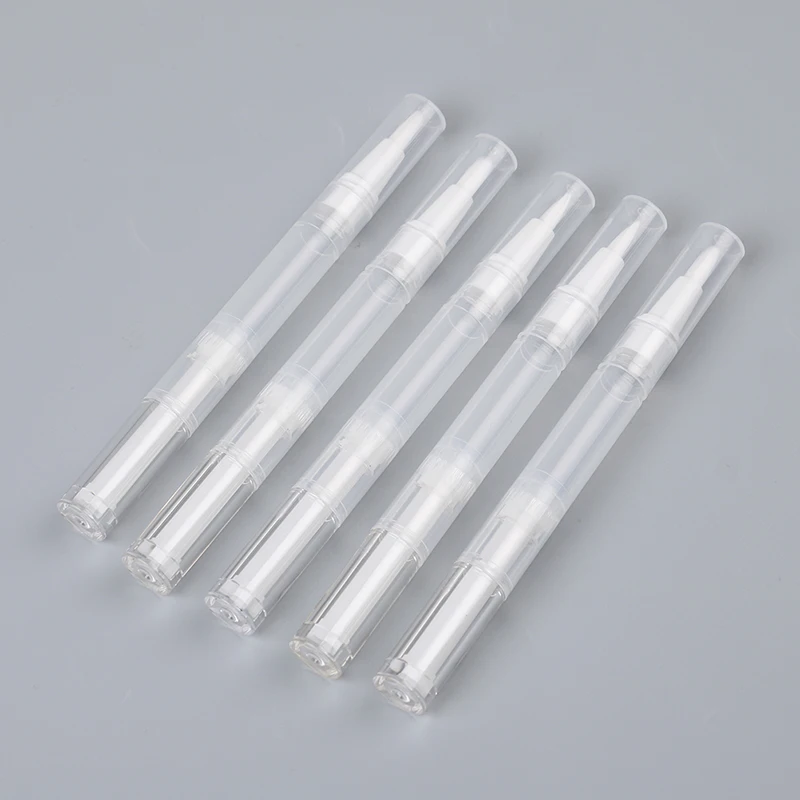 5Pcs 3ml 투명 트위스트 네일 트위스트 펜 브러쉬 화장품 용기 펜 립글로스 튜브와 빈 투명 네일 오일 펜