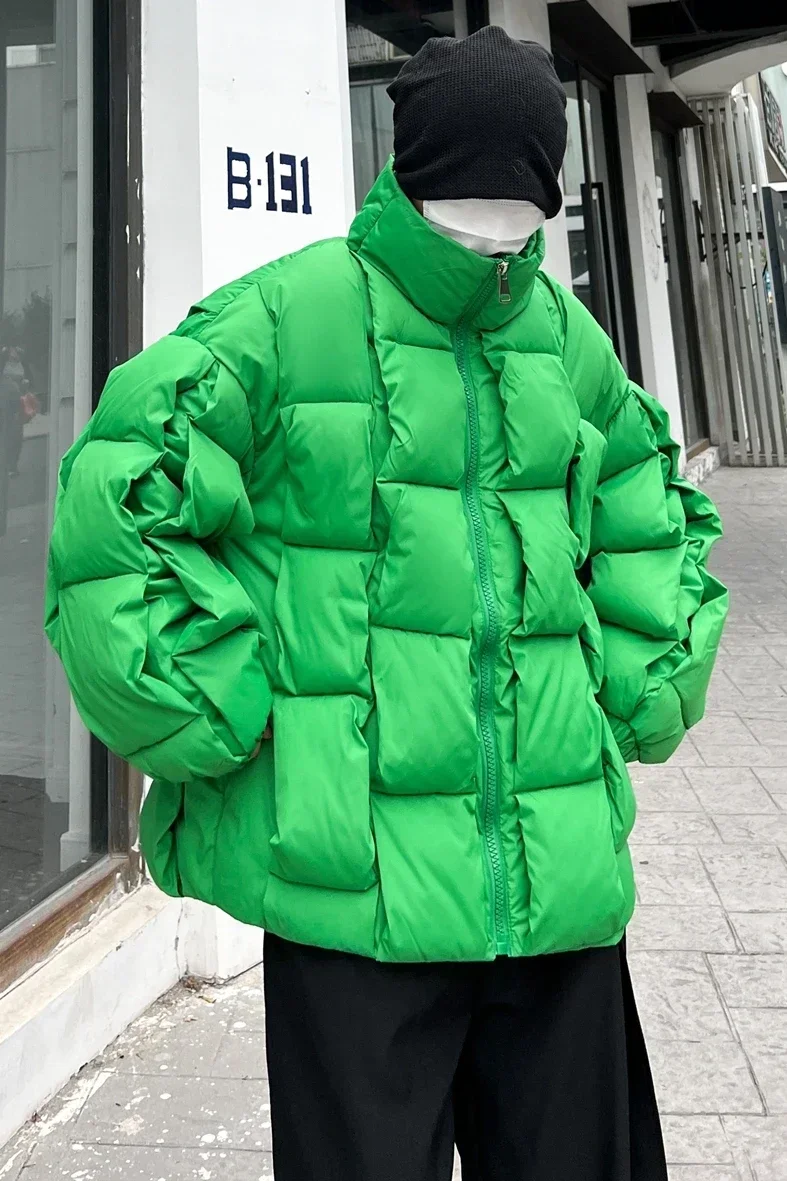 2023 moda coreana grosso jaqueta de inverno dos homens parkas jaqueta outwear casacos sólido gola blusão algodão acolchoado jaqueta