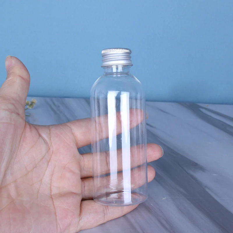 50 Uds 5ml 10ml 30ml 50ml 100ml botella de plástico tapa de aluminio botella de muestra de loción transparente contenedor cosmético vacío para viaje