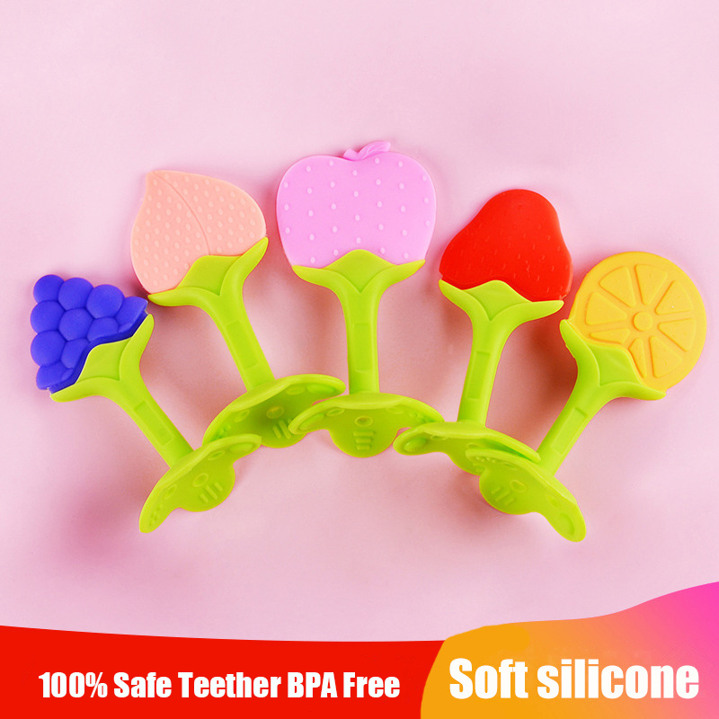 Juguete para la dentición del bebé, mordedor de silicona para dientes, accesorios para bebés, juguetes para masticar de succión de frutas para recién nacidos, regalo de BPA-Fre