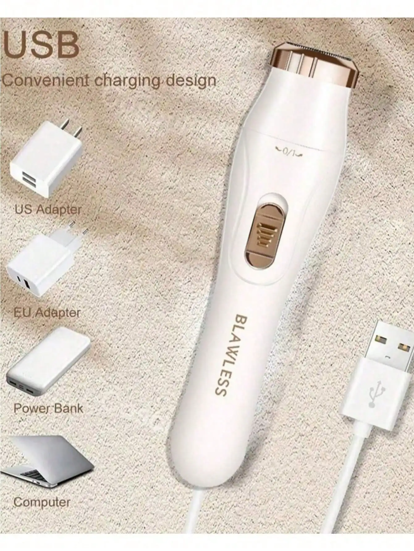 Rasoio ricaricabile per donna Rasoio per donna Rasoio per rimozione peli del viso senza fili Trimmer per bikini Rasoio elettrico per gambe