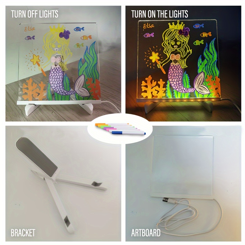 Bacheca in acrilico illuminata a LED Tavolo da disegno per bambini USB cancellabile CIY per regali di compleanno Tavole pubblicitarie da bar