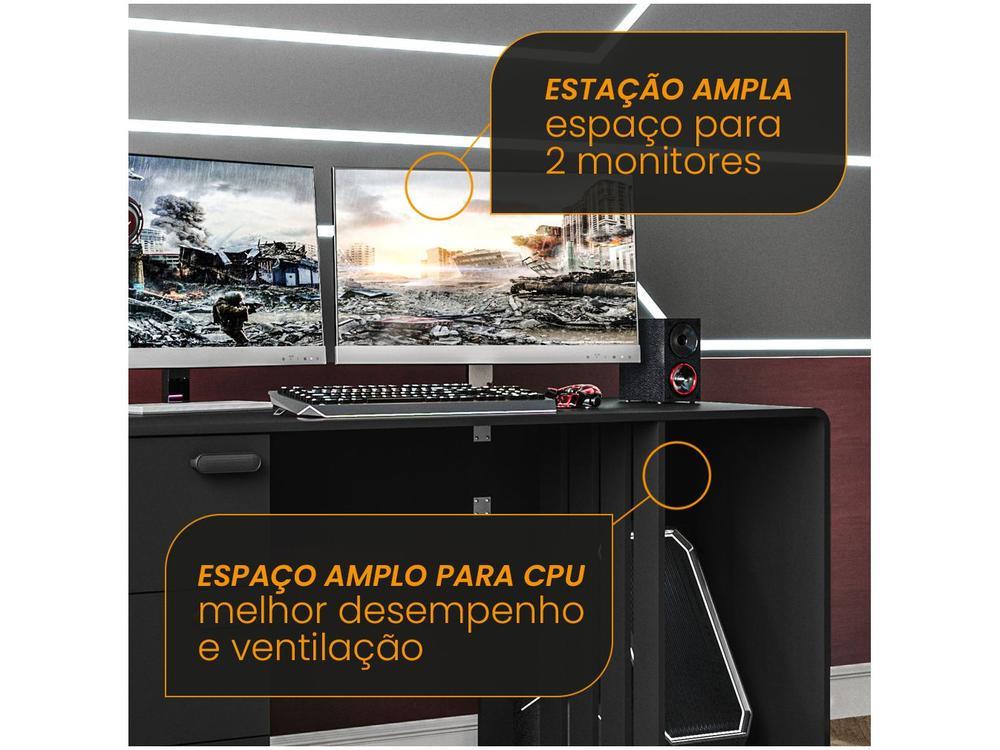 Mesa Gamer XT Racer Home Preto e Prata 3 Gavetas 1 Nicho