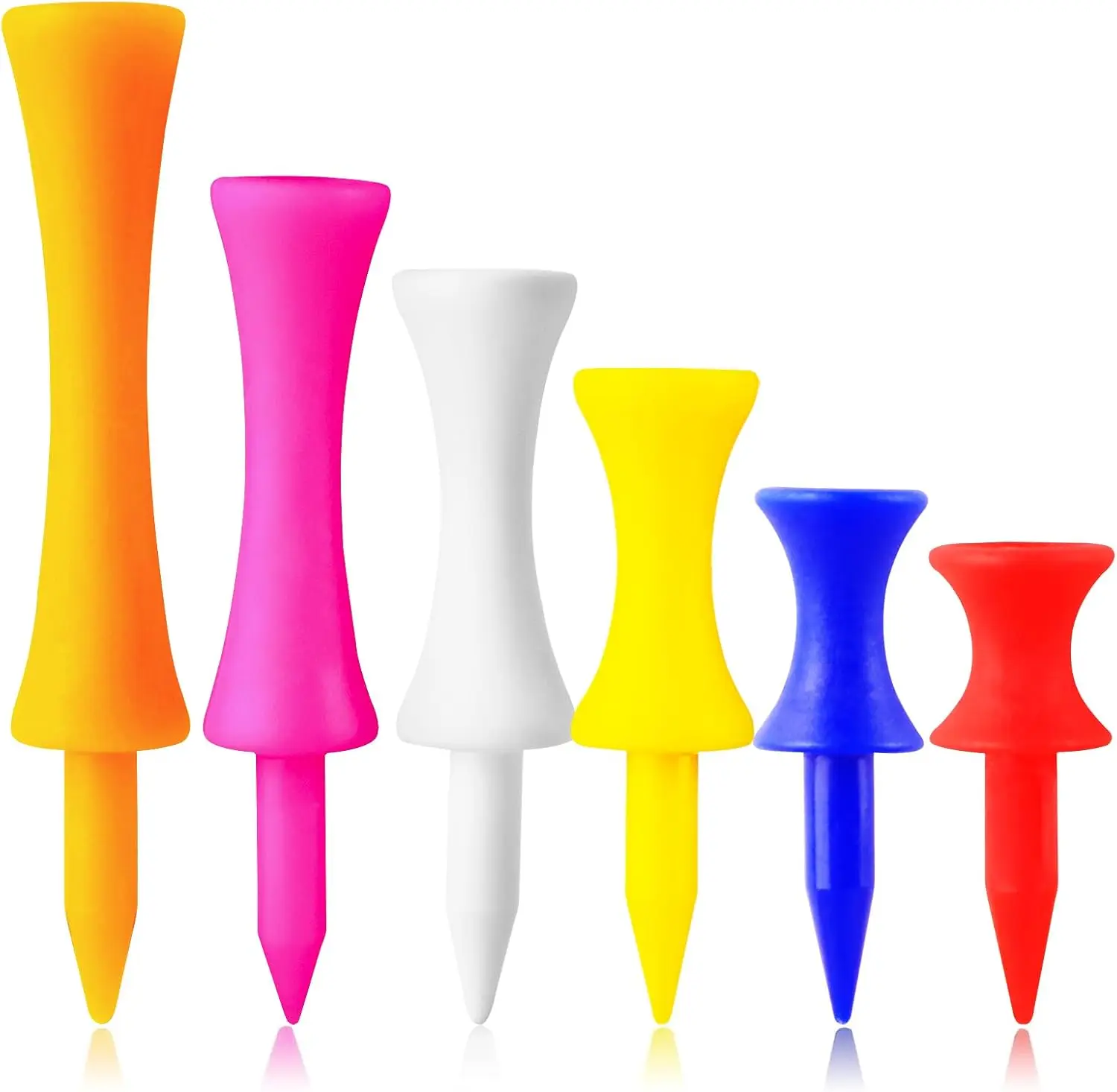 Tees in plastica per castello da golf Step Down infrangibili misti o stesso valore di altezza 50 pezzi, 2 3/4, 2 1/4, 2, 1 3/4, 1 1/2 pollice di lunghezza