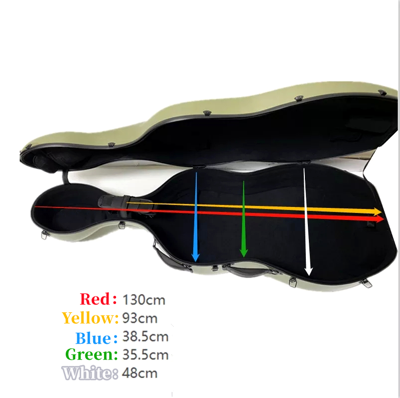 Kotak Bungkus Keras Cello 4/4 Serat Karbon Tahan Benturan Tahan Air Ransel Ringan Kuat 3.5Kg, Penyimpanan Cangkang Keras Melindungi Cello
