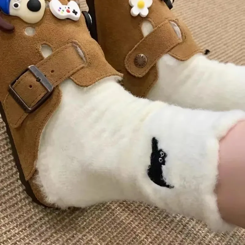 3 pares Premium sensación lindo gato acogedor peludo visón terciopelo calcetines Otoño Invierno medias gruesas felpa cálido dormir hogar calcetines esponjosos