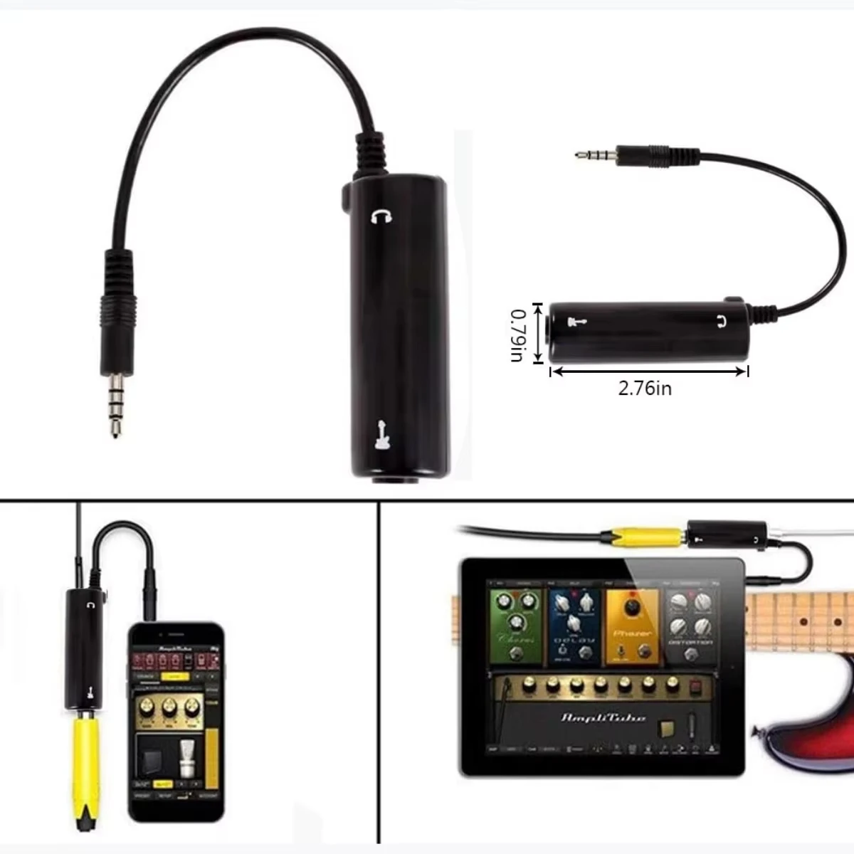 Miwayer กีตาร์ Interface Converter สําหรับโทรศัพท์กีตาร์อินเทอร์เฟซเสียงกีตาร์ Line Converter อุปกรณ์กีตาร์