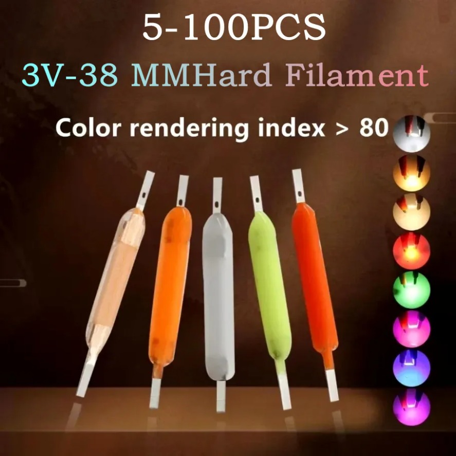 5-100PCS Per Box 3V 38mm LED Filament Multicolour COB Edison Bulb Lamp Incandescent Light Diodes Accessories For Home Lighting