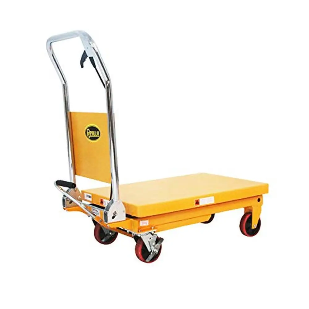 Hydraulic Steel Lift Table Cart 1100lb Capacity 35.4" Lift Height 4 Wheel Material Handling Factory Operations Smooth Operation