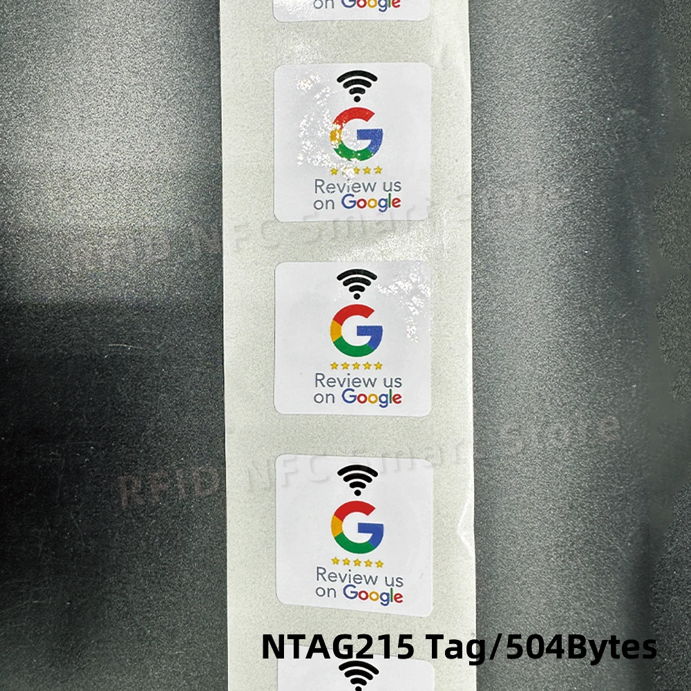 Etiquetas NFC 30mm Adesivos de Revisão de Google à prova d'água 504Bytes NFC215 Chip NFC Tap Review Sticker Revisão de nós no Google Sticker