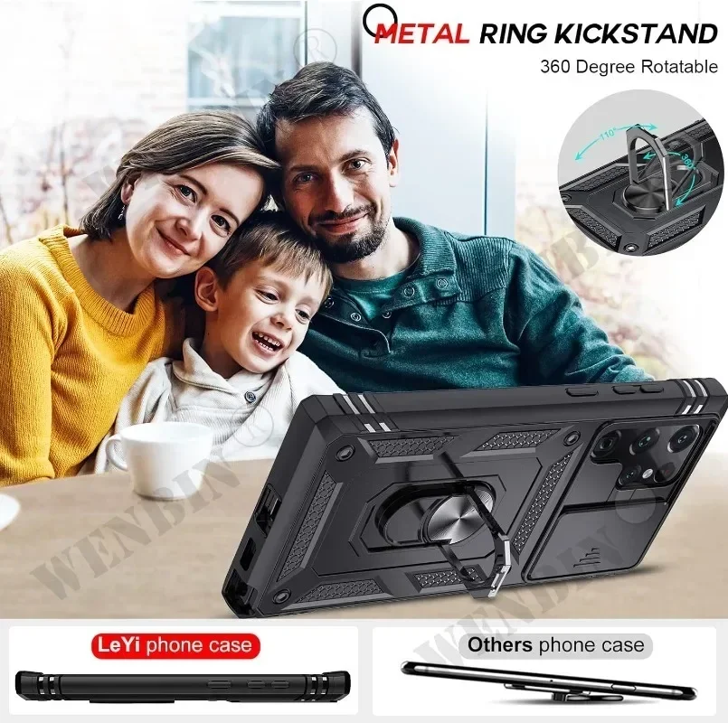 Funda para Samsung S25 Ultra S24 S23 S22 Plus S24 FE A56 A55 A36 A35 A15 A16 5G resistente con cámara cubierta con soporte de 360 grados