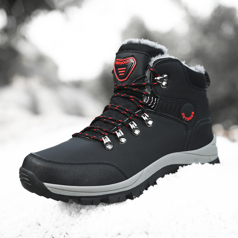 Im Freien rutschfeste Herren-Schneestiefel 2024, verdickte warme Herren-Freizeitschuhe, Winter-Wanderschuhe, plus Samt, große wasserdichte Stiefel