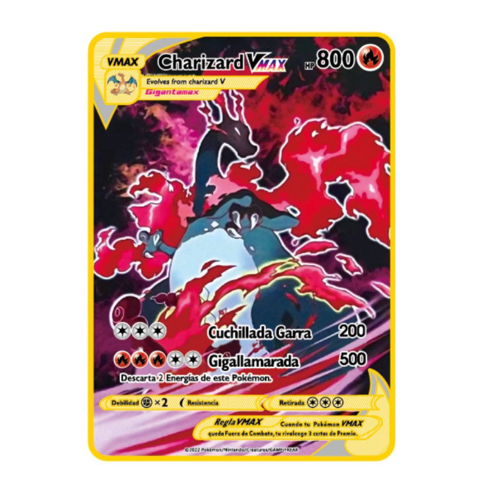 Tarjetas de Pokémon español, letras de Pokémon de Metal, tarjetas de hierro de Pokémon español, Mewtwo Pikachu Gx Charizard Vmax, Cartas Pokémon Vmax, 2022