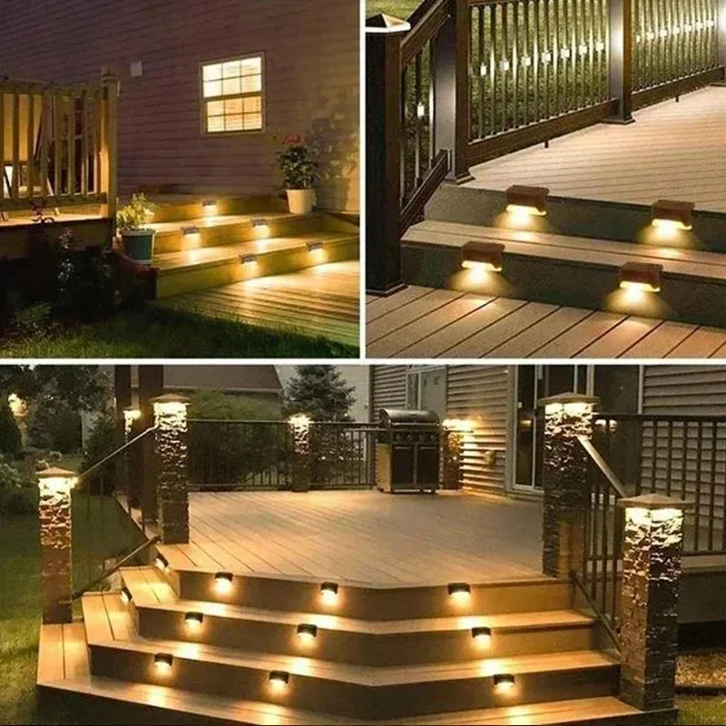 1/4/8/12/pcs Luci a LED solari Lampada da giardino per esterni Lampada da ponte Lampada solare per scale Lampada da passo solare impermeabile Decorazione da giardino per patio