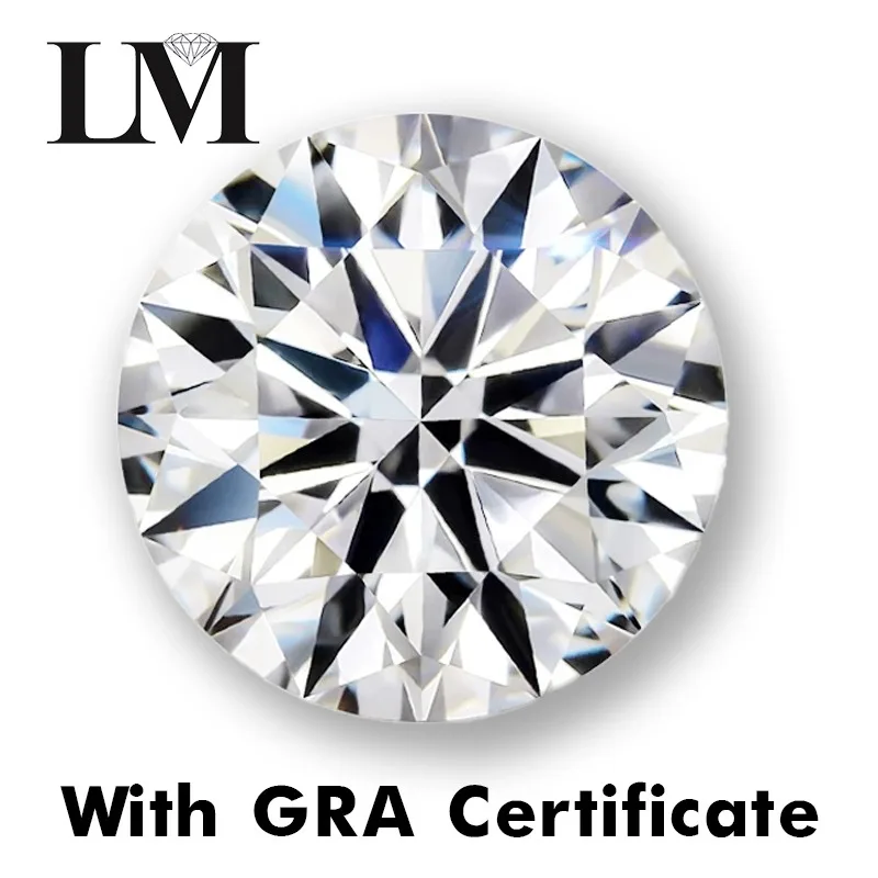 Piedra moissanita de corte redondo, 8 corazones y flechas, Color D Vvs1, venta al por mayor, piedras preciosas cultivadas en laboratorio para joyería con certificado GRA