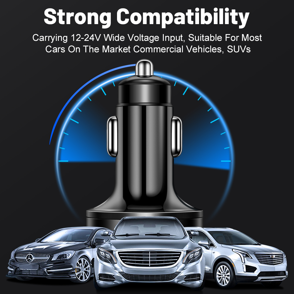 Cargador de coche de 6 puertos de 100W, carga rápida PD QC3.0 USB C, adaptador tipo C para iPhone, Samsung, Xiaomi, Huawei