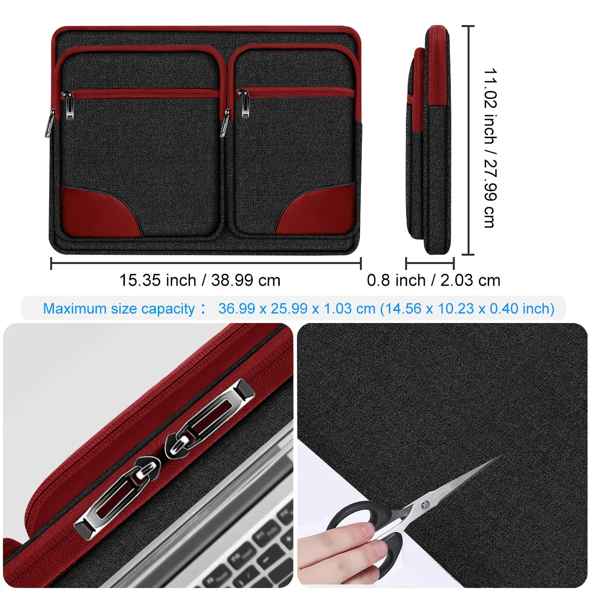 Laptop Case 15 15.6 16 inches Sleeve with 5 Pockets Compatible with MacBook Pro 16 inch 2025-2019 M4 M3 M2 M1, Mac 15.4"