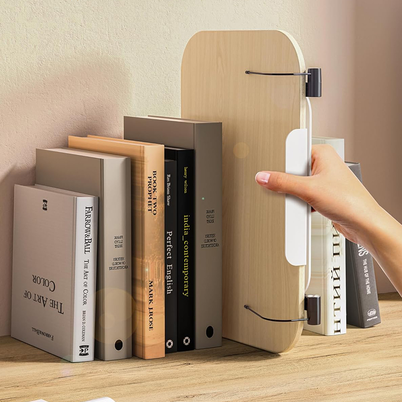 Desktop-Buchständer zum Lesen mit 360° °   Drehbare Basis aus Holzplatte und Seitenklammern, faltbar und winkel zum Lesen von Büchern