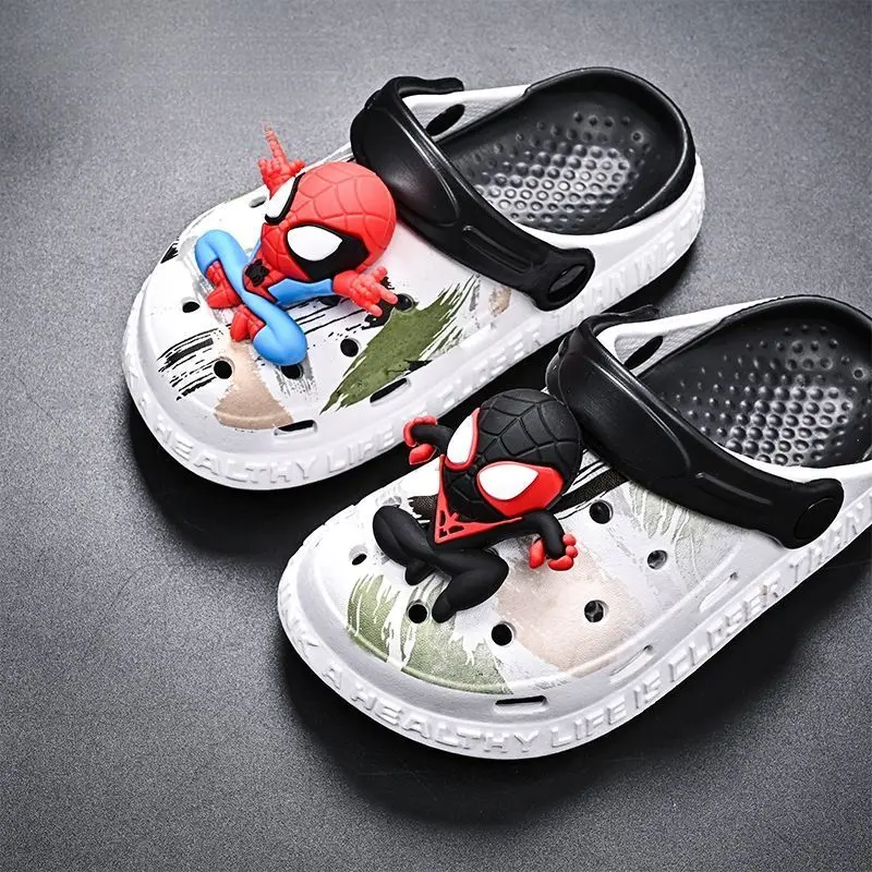 Disney crianças sapatos casuais sandálias de eva meninos meninas dos desenhos animados anti deslizamento sola macia crianças praia branco preto sapatos tamanho