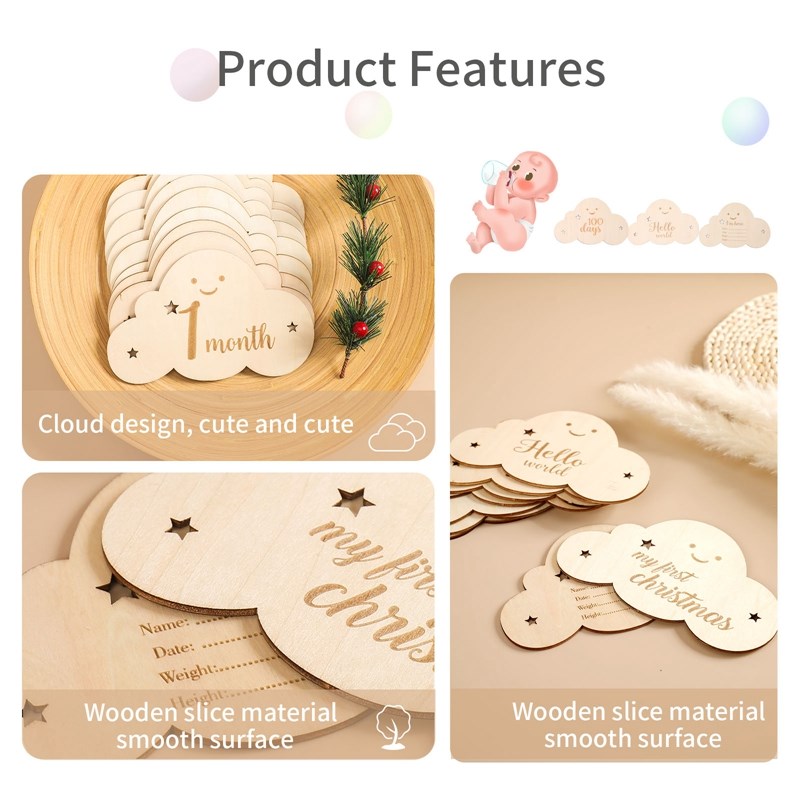 8ชิ้น/เซ็ตเด็กทารก Milestone Cards รูปร่างเมฆน่ารัก Milestone Memorial รายเดือนเด็ก Commemorativenir ทารกแรกเกิดอุปกรณ์เสริม