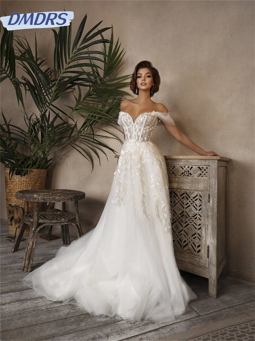 Elegant Boho Wedding Ball Gowns Vintage Lace ความยาวชุดเจ้าสาวเซ็กซี่ที่กําหนดเอง Sheath ชุดแต่งงาน Vestidos De Novia