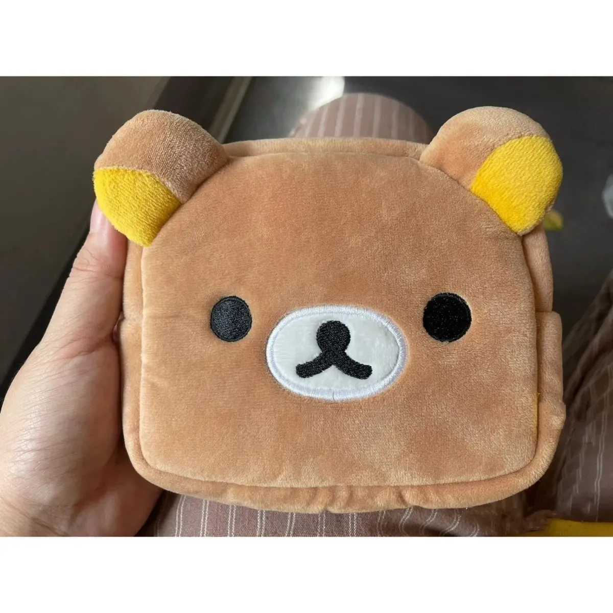 Bolsa de lápices Kawaii Rilakkuma, organizador de maquillaje, bolsa de almacenamiento, oso de dibujos animados, estuche múltiple de felpa, bolsas de cosméticos Kawaii, estuche de belleza de tocador
