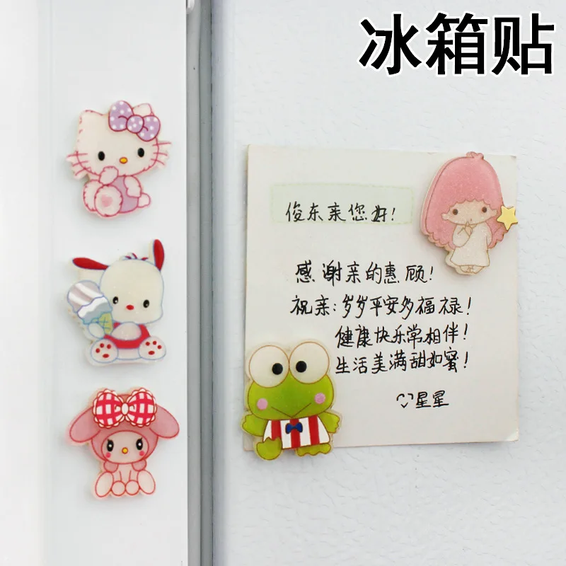 헬로 키티 멜로디 Kuromi PMMA 냉장고 자석 홈 Decore 미니 냉장고 홈 인테리어 스티커 자석 냉장고 기념품