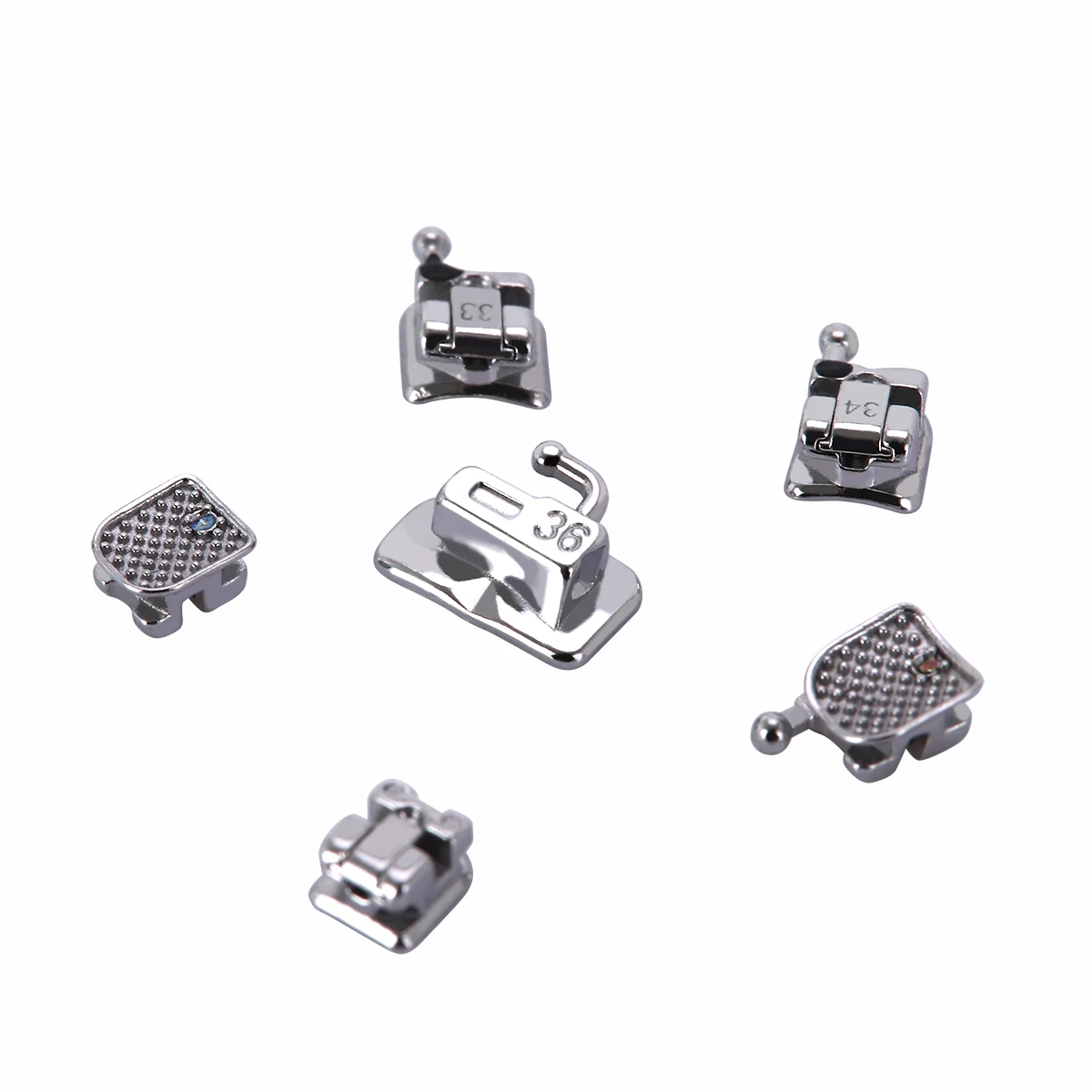 AZDENT 5 กล่องทันตกรรมวงเล็บจัดฟัน Passive Self Ligating MIM Monoblock พร้อม Buccal หลอด MBT/Roth 0.022 345 ตะขอ