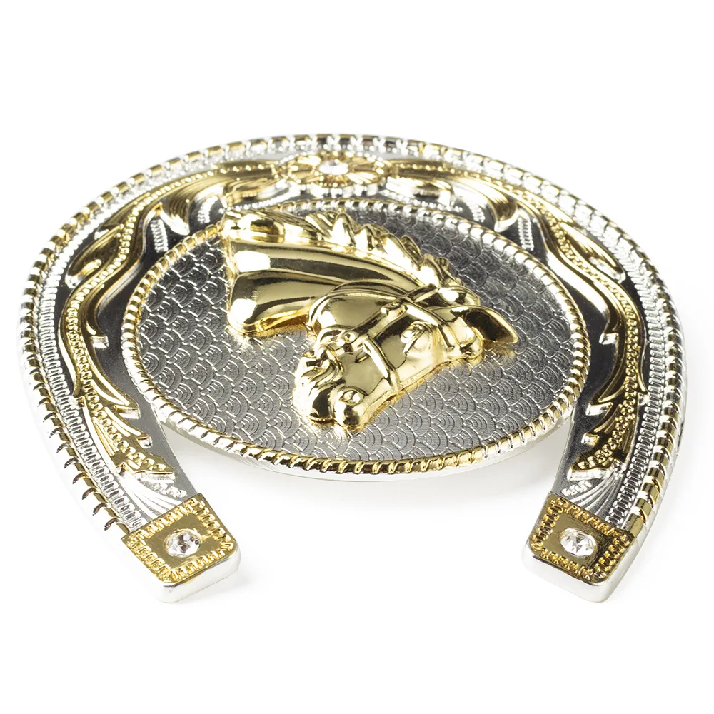Goldene Pferdekopf-Gürtelschnalle für Reitsportler, Bekleidungszubehör