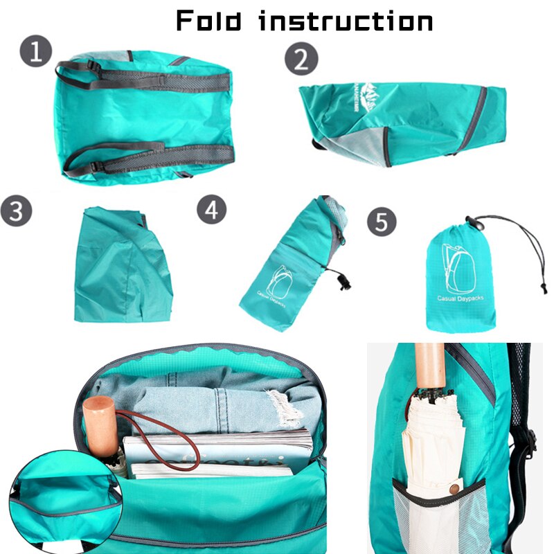 Ultraleichte Falttasche für Herren und Damen, wasserdicht, tragbarer Rucksack mit hohem Volumen, leichte Reisetaschen, Outdoor-Sport-Tagesrucksack