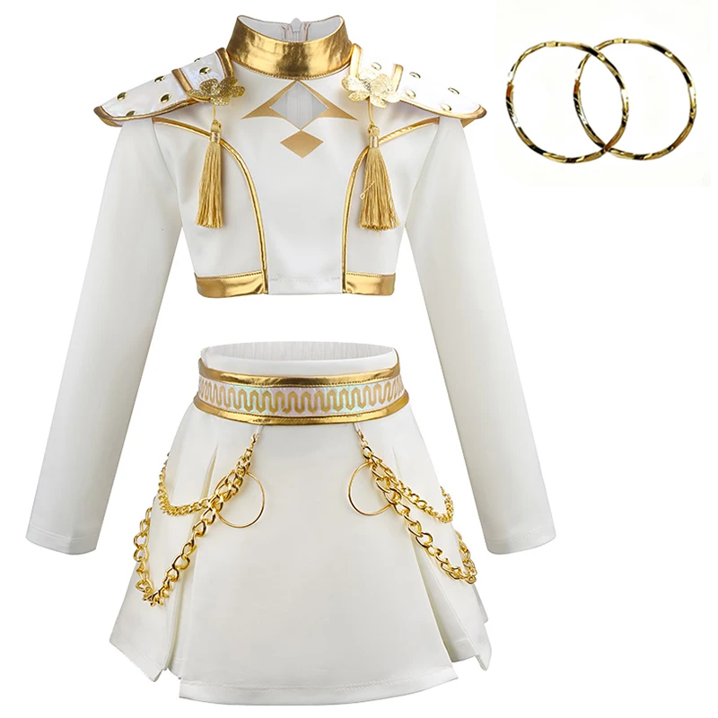 Kpop Demon Hunter Costume Rumi Halloween Cosplay Hot Girls Show Costume Nero lucido Set Halloween Girls Anime abbigliamento