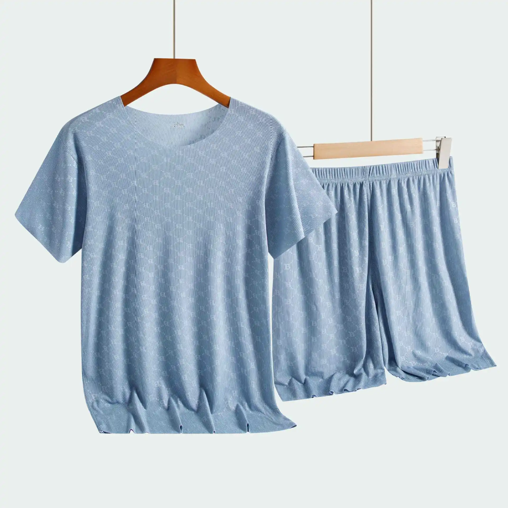 Zomer Heren Pyjama Homewear Set Gedrukt Ijs Zijde T-shirt Korte Mouwen Modale Casual Pyjama Heren Pyjama Broek Dun pak