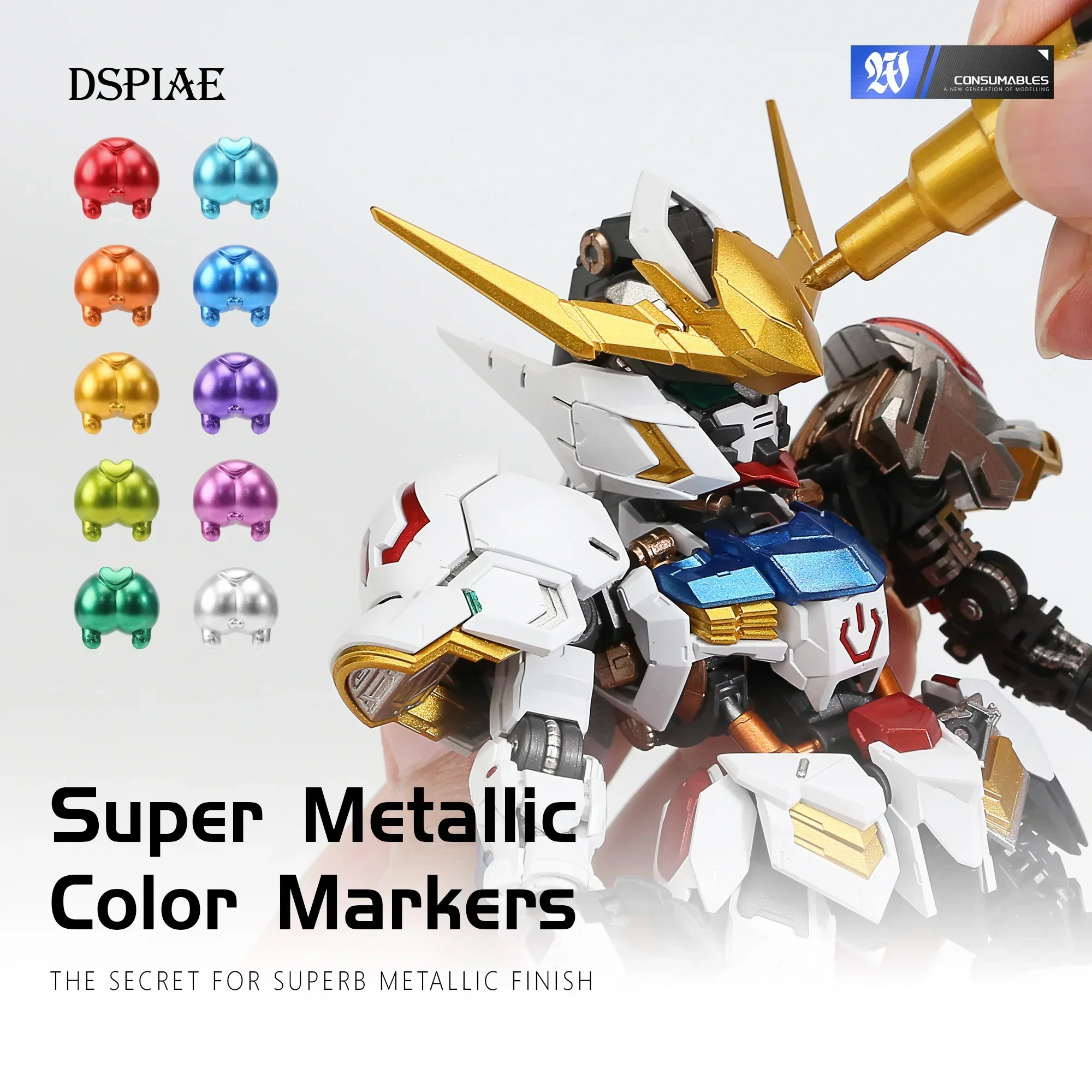 DSPIAE MKA スーパーメタリックマーカーブラシペン環境に優しい水性ソフトヘッドピンクオレンジレッドブルーグリーンスライバーゴールド