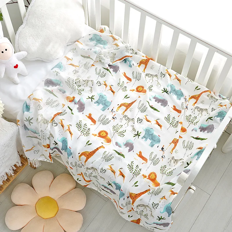 Newborn Baby Blanket Bamboo Cotton Swaddling Wrap Soft Thin Bedding Bath Towel 2 Layer Gauze Stroller Blankets