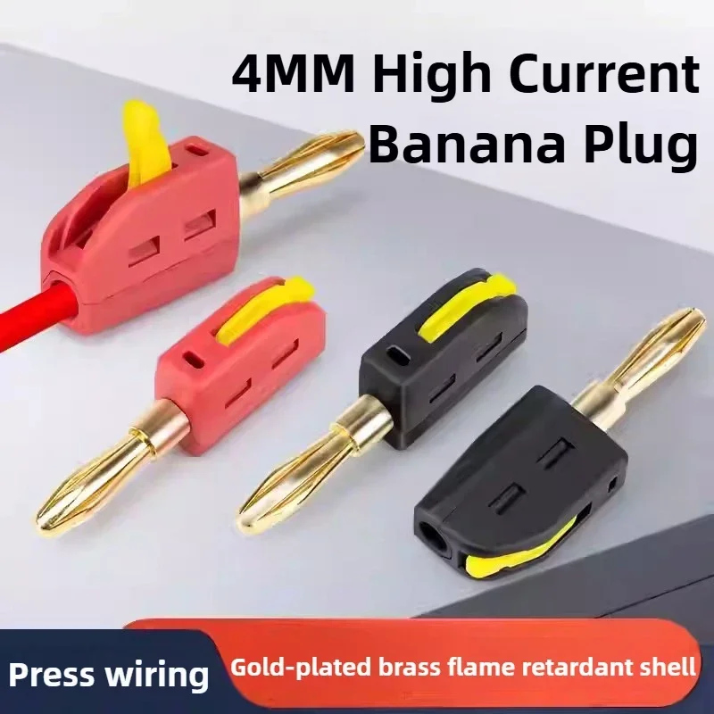 10 Uds. Conector Banana de 4mm conexión rápida de alta corriente conector Banana chapado en oro 32A prueba eléctrica
