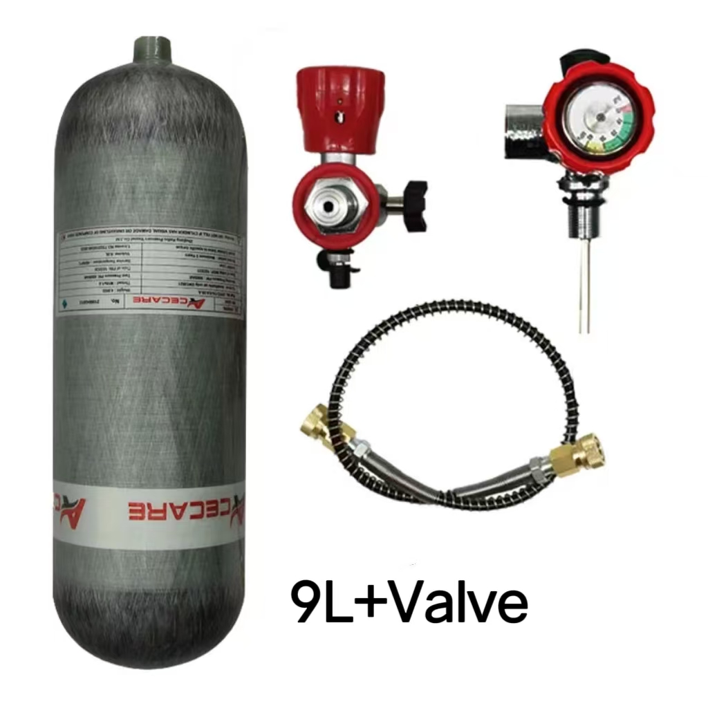 Acecare 9L CE Carbon Faser Tauchen Tank Flasche 4500Psi 300Bar HPA Druckluft Tank mit Ventil Füllstation Scuba Tauchen