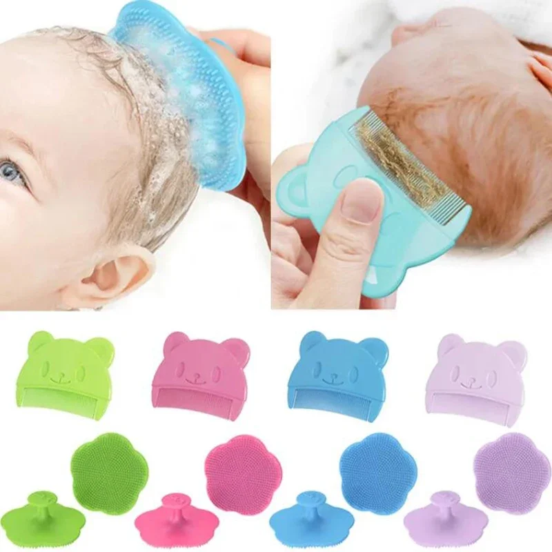 Accesorios para el cuidado del bebé, peine para la cabeza Fetal, peine suave para baño infantil, suministros de Limpieza del cabello para recién nacidos, masajeador de cabeza de silicona infantil
