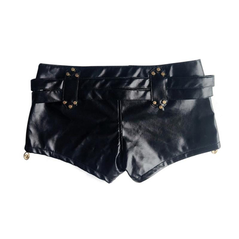 Femmes Sexy côté fermeture éclair épissage Ultra court Shorts taille basse en cuir ceinture Mini pantalon femme mince hanche ascenseur trois quarts pantalon