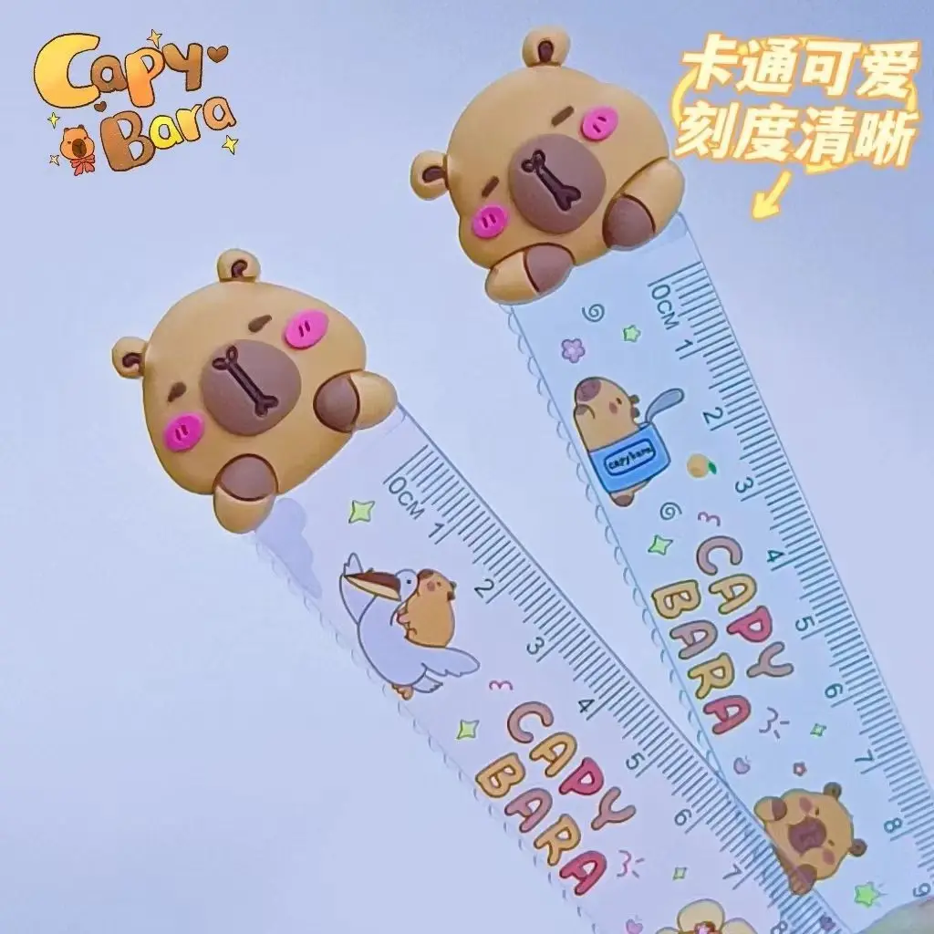 4 ชิ้น/ล็อต Capybara 15 ซม.โปร่งใสพลาสติกไม้บรรทัดตรงสร้างสรรค์การ์ตูนบุ๊คมาร์คน่ารักนักเรียนเครื่องเขียนของขวัญวันเด็ก