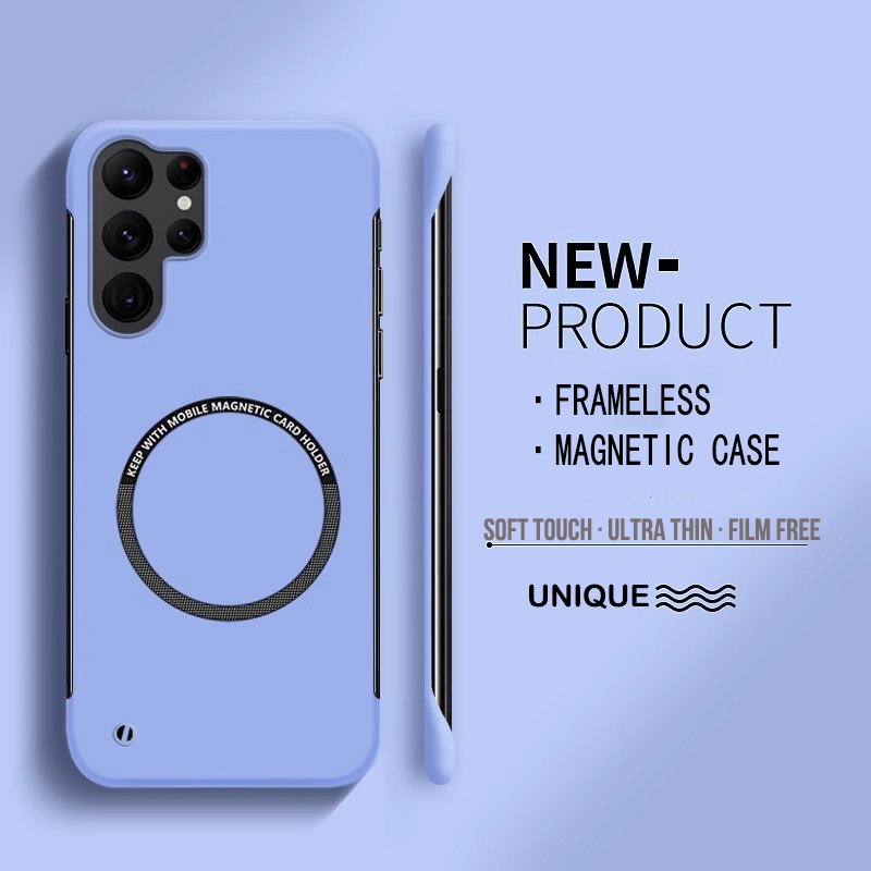 Ultradünne harte PC-Magnetrahmenlose Handyhülle für Magsafe Samsung Galaxy S24 S23 S22 S21 S20 FE Plus Note20 Ultra Matte Cover